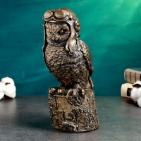 Копилка "Сова авиатор" 14х12х25см, бронза