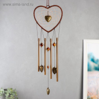 Музыка ветра+ловец снов "Сердце в сердце" 4 трубки 52 см Музыка ветра+ловец снов "Сердце в сердце" 4 трубки 52 см