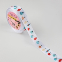 Лента атласная &laquo;Новогодний карнавал&raquo;, 25 мм &times; 23 &plusmn; 1 м, цвет белый