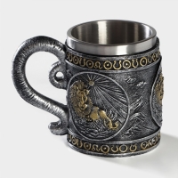 Кружка из нержавеющей стали «Лев», 400 мл, цвет серебристый Кружка из нержавеющей стали «Лев», 400 мл, цвет серебристый