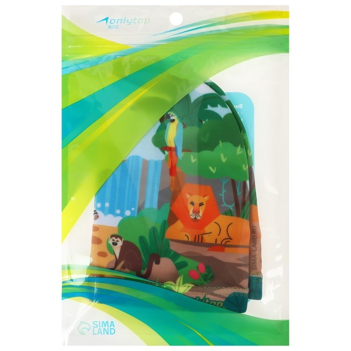 Шапочка для плавания детская ONLYTOP &laquo;Сафари&raquo;, тканевая, обхват 46-52 см