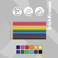 Карандаши 12 цветов ErichKrause Basic, дерево, шестигранные, 2.6 мм грифель, картонная упаковка, европодвес Карандаши 12 цветов ErichKrause Basic, дерево, шестигранные, 2.6 мм грифель, картонная упаковка, европодвес