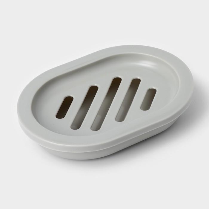 Набор для ванной &laquo;Эталон&raquo;, 4 предмета: дозатор для мыла, мыльница, 2 стакана, 24&times;8&times;17 см, цвет серый