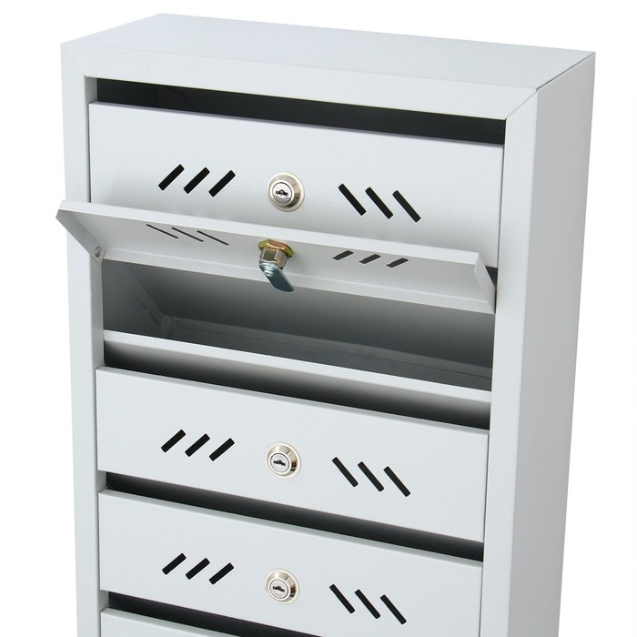 Ящик почтовый многосекционный, 6 секций, с задней стенкой, серый, дверка МИКС Ящик почтовый многосекционный, 6 секций, с задней стенкой, серый, дверка МИКС