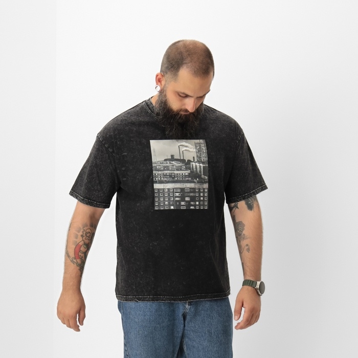 Футболка мужская MIST Футболка мужская MIST "Город" из вареного хлопка, цв. черный, р-р XL