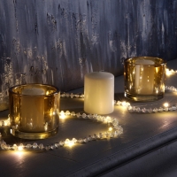 Гирлянда &laquo;Нить&raquo; 2 м роса с насадками &laquo;Бусы&raquo;, IP20, нить серебристая, 20 LED, батарейки AAx2 (не в комплекте), 2 режима, свечение тёплое белое