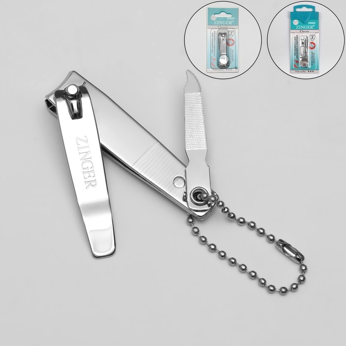 Кусачки-книпсер маникюрные ZINGER, с пилкой, 6 см, на блистере, цвет серебристый, SLN 603-FC Кусачки-книпсер маникюрные ZINGER, с пилкой, 6 см, на блистере, цвет серебристый, SLN 603-FC