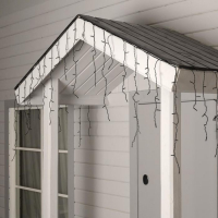 Гирлянда &laquo;Бахрома&raquo; 4 &times; 0.6 м, IP44, тёмная нить, 180 LED, свечение тёплое белое, 8 режимов, 220 В