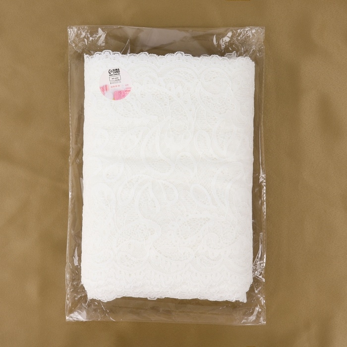 Кружевная эластичная ткань, 230 мм &times; 23 &plusmn; 1 м, цвет белый