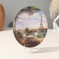 Тарелка декоративная "Париж", с рисунком на холсте, D = 20 см Тарелка декоративная "Париж", с рисунком на холсте, D = 20 см