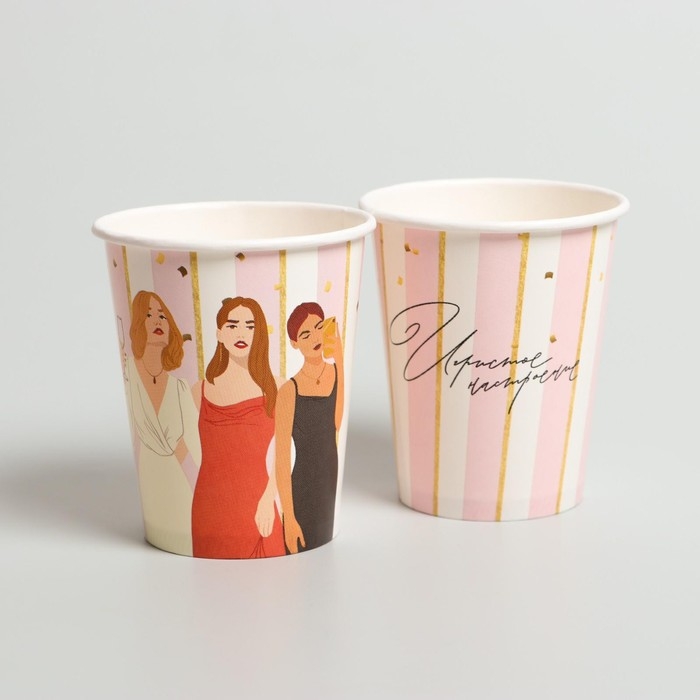 Набор бумажной посуды одноразовый С днём рождения, красотка&raquo;, 6 тарелок, 6 стаканов, 1 гирлянда
