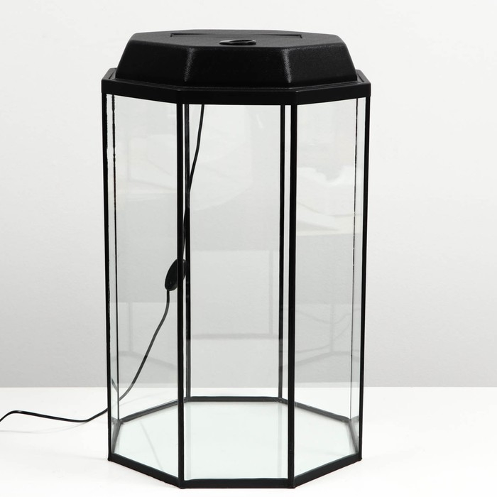 Аквариум Аквариум "Восьмигранный" с крышкой, 70 литров, 40 х 40 х 60/66 см, чёрный