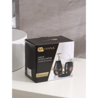 Набор для ванной комнаты Доляна &laquo;Клеопатра&raquo;, 3 предмета (мыльница, дозатор для мыла, стакан), цвет чёрно-золотой