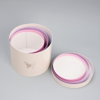 Набор шляпных коробок 3 в 1, упаковка подарочная, &laquo;Цветы&raquo;, 16 х 16 х 14‒20 х 20 х 17 см