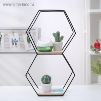 Полка 2-х ярусная Доляна &laquo;Лофт&raquo;, 41&times;23,5&times;9,5 см, цвет чёрный