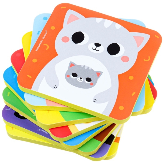 Мягкий пазл для малышей «Кто чей малыш?», 8 пазлов, Крошка Я Мягкий пазл для малышей «Кто чей малыш?», 8 пазлов, Крошка Я