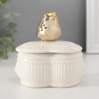 Шкатулка керамика "Птичка прованс" белая 9,5х9,3х9 см Шкатулка керамика "Птичка прованс" белая 9,5х9,3х9 см