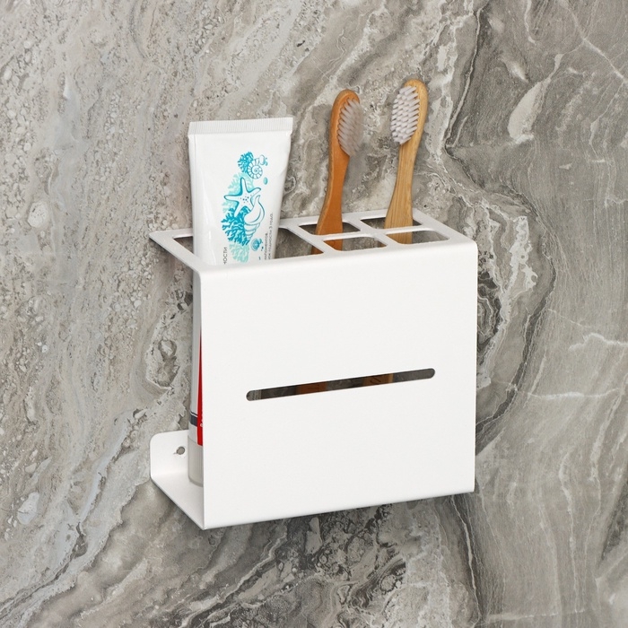 Держатель для зубных щёток &laquo;Лофт Арт&raquo;, 13&times;7,5 см, цвет белый
