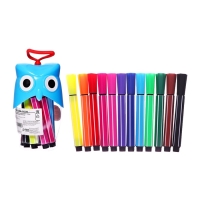 Фломастеры 12 цветов в пластиковом тубусе Сова синяя, ТОЛСТЫЕ вентилируемый колпачок Фломастеры 12 цветов в пластиковом тубусе Сова синяя, ТОЛСТЫЕ вентилируемый колпачок