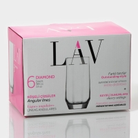 Набор стеклянных стаканов Lav «Алмаз», 385 мл, 6,2×14,2 см, 6 шт Набор стеклянных стаканов Lav «Алмаз», 385 мл, 6,2×14,2 см, 6 шт