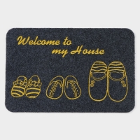 Коврик придверный грязезащитный Доляна &laquo;Тапочки&raquo;, влаговпитывающий, 35&times;58 см, цвет МИКС