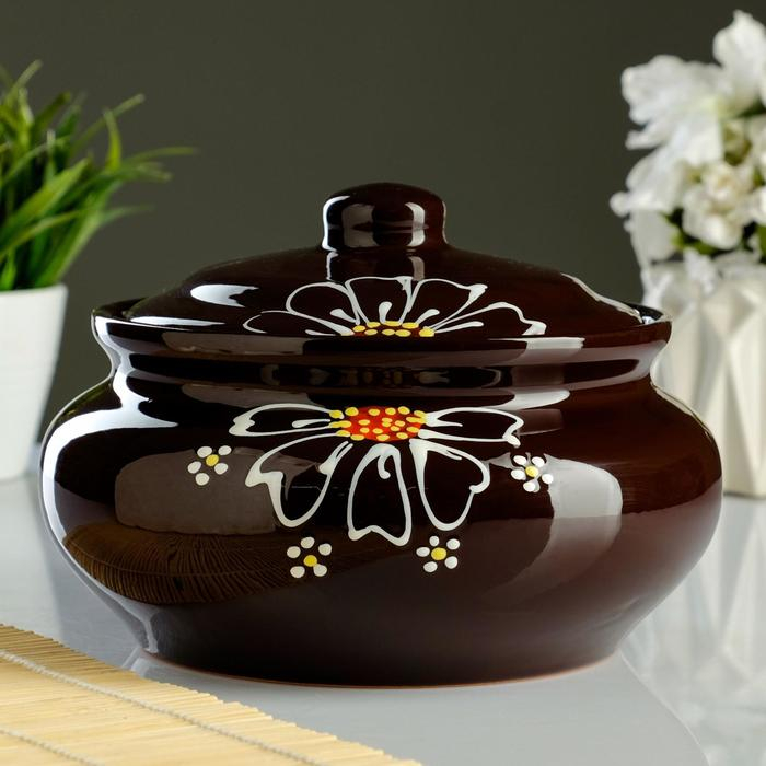 Пельменница "Псковская" 1,8л / 15х20,8см, ромашка коричневая