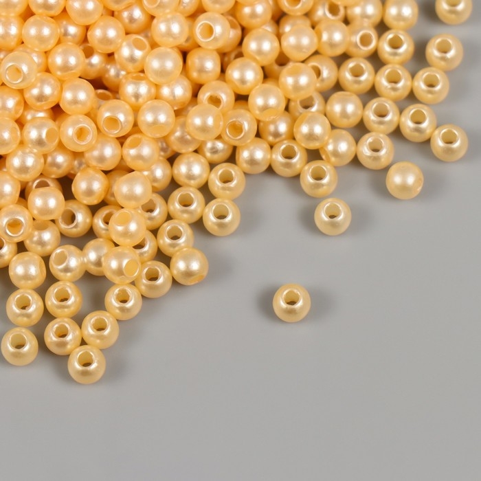 Набор бусин "Жемчуг" d 4 мм, 250 гр, светло-бежевый