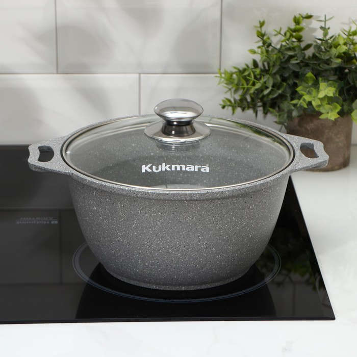 Кастрюля, 3 л, d=24 см, h=12,5 см, антипригарное покрытие, цвет светлый мрамор Кастрюля, 3 л, d=24 см, h=12,5 см, антипригарное покрытие, цвет светлый мрамор