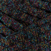 Трикотажная пряжа "Риббон" с люрексом 85м/170&plusmn;5 гр (Черный, люрекс: Радуга)