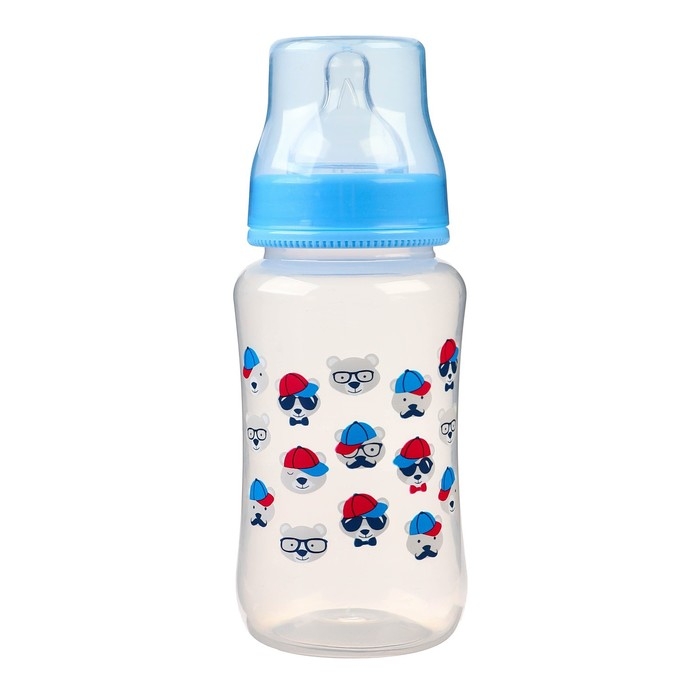 Бутылочка для кормления, 320 мл., широкое горло, цвет голубой