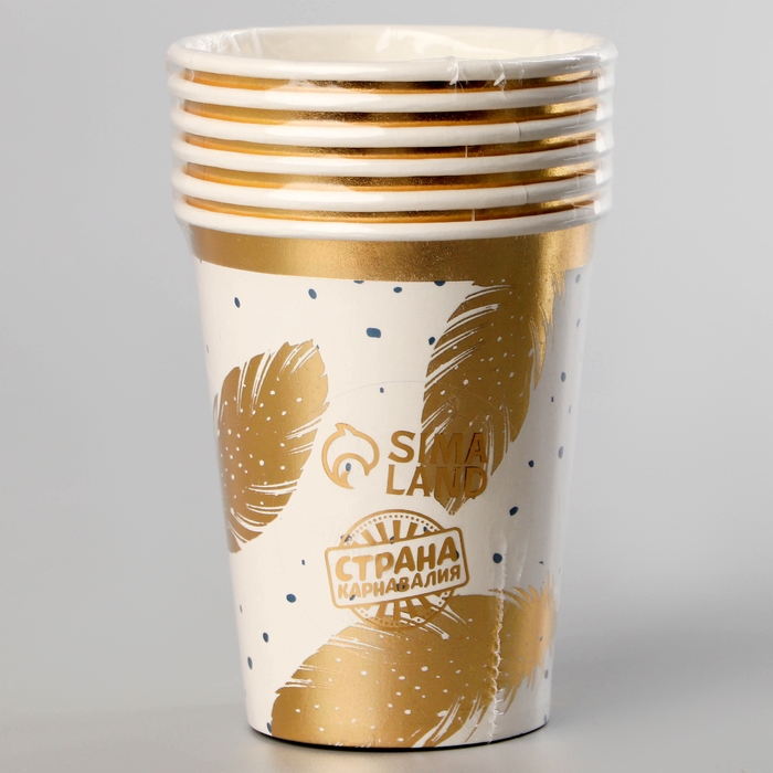 Стаканы бумажные &laquo;Золотое перо&raquo;, 6 шт.