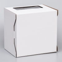 Коробка под торт 2 окна, с ручками, белая, 26 х 26 х 20 см Коробка под торт 2 окна, с ручками, белая, 26 х 26 х 20 см