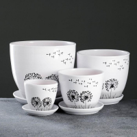 Набор горшков цветочных 4 шт. Одуванчик 0,4 / 1 / 2,5 / 5 л Набор горшков цветочных 4 шт. Одуванчик 0,4 / 1 / 2,5 / 5 л