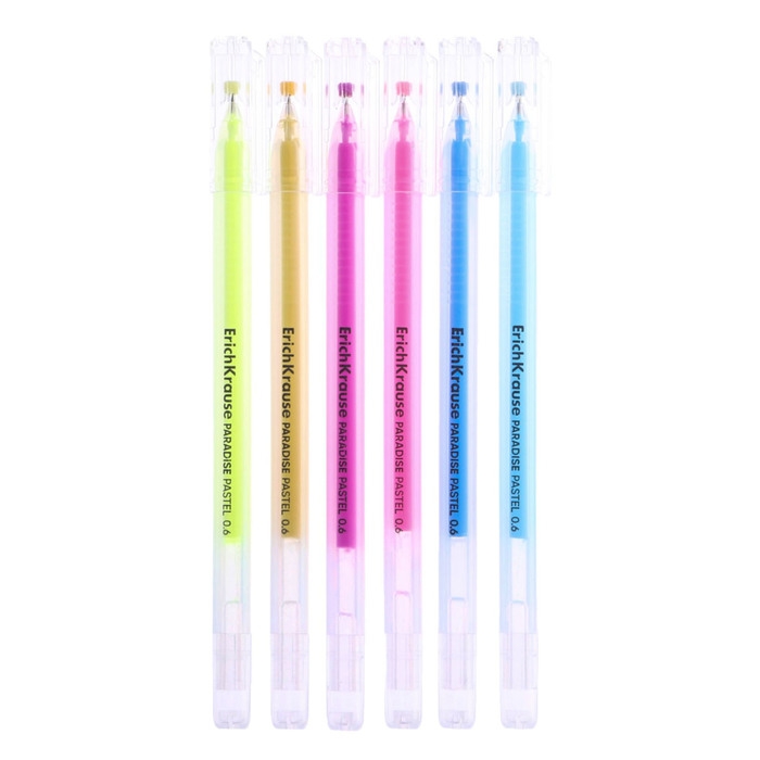 Набор ручек гелевых 6 цветов, ErichKrause Paradise Stick Pastel, игольчатый узел 0.6 мм, пастель, МИКС Набор ручек гелевых 6 цветов, ErichKrause Paradise Stick Pastel, игольчатый узел 0.6 мм, пастель, МИКС