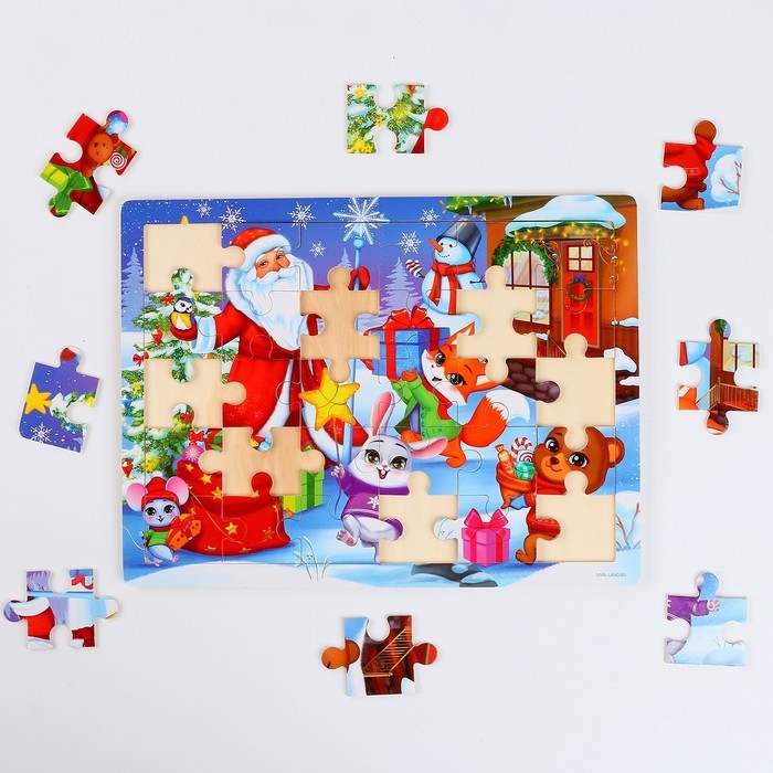 Деревянный пазл большой «Новый год! Весёлый праздник», 30 элементов Деревянный пазл большой «Новый год! Весёлый праздник», 30 элементов