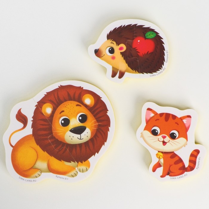 Мягкий пазл для малышей «Собираем животных», 20 пазлов, 40 деталей, Крошка Я Мягкий пазл для малышей «Собираем животных», 20 пазлов, 40 деталей, Крошка Я