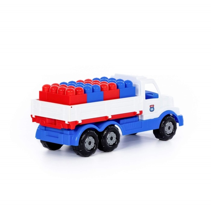 Автомобиль бортовой &laquo;Сталкер&raquo;, цвет бело-синий + конструктор &laquo;Юниор&raquo;, 20 элементов