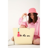 Сумка женская пляжная Into the sea, 50х34,5х14 см, бежевый цвет Сумка женская пляжная Into the sea, 50х34,5х14 см, бежевый цвет