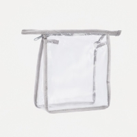 Косметичка на молнии, цвет серый/прозрачный