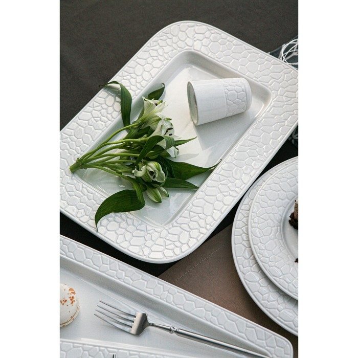 Блюдо фарфоровое прямоугольное Magistro Rodos, 35,7&times;25,6&times;3,1 см, цвет белый