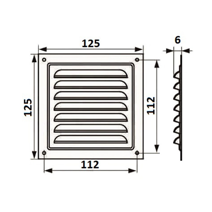 Решетка вентиляционная ZEIN Люкс РМ1212СК, 125 х 125 мм, с сеткой, металл, cлоновая кость