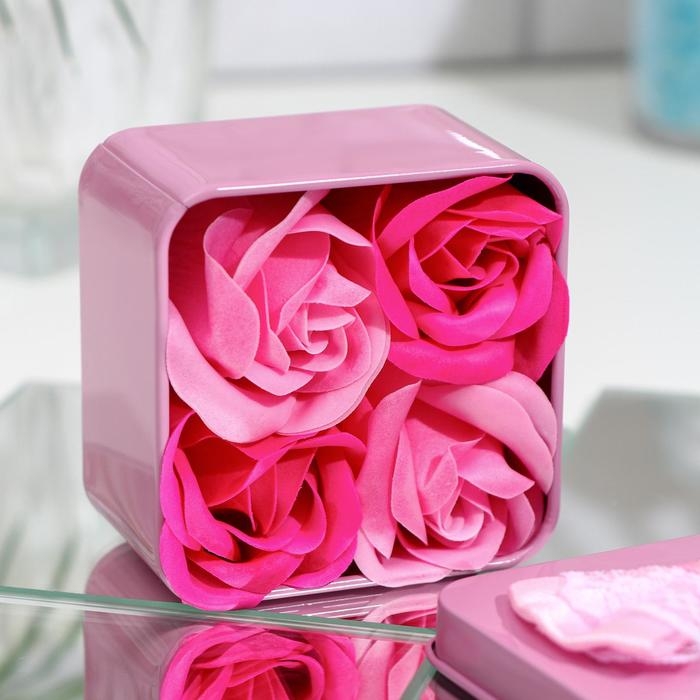 Мыльные розочки, фуксия и розовые, набор 4 шт.