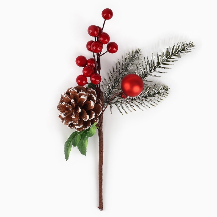 Новогодний декор, веточка Новогодний декор, веточка "Зимние настроение" 26х11х5,5 см