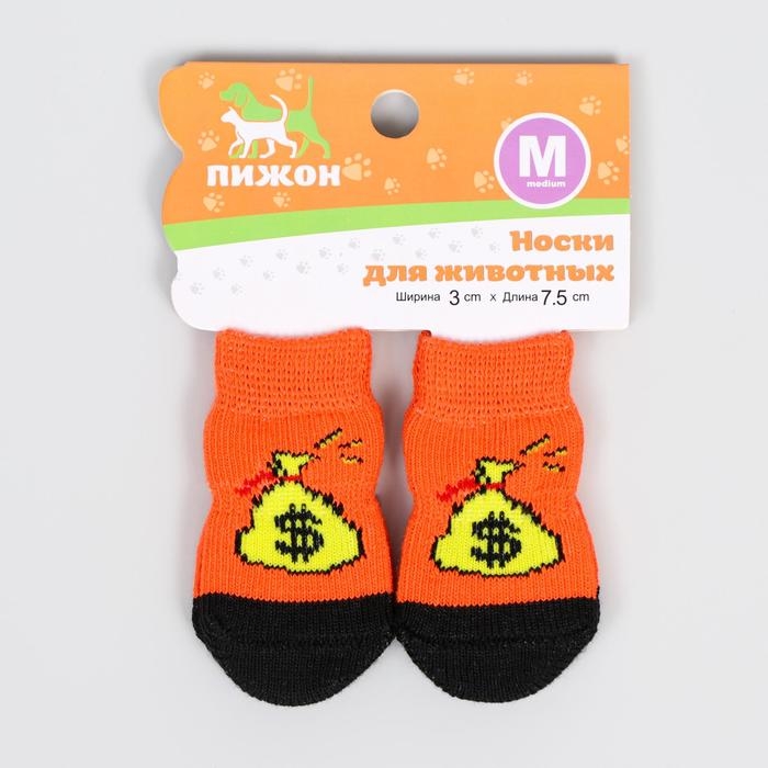 Носки нескользящие Носки нескользящие "Мешок денег", M (3/4 * 7 см), набор 4 шт
