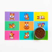 Коврик под миску "Пижон", 43 х 28 см, "Веселый корги" Коврик под миску "Пижон", 43 х 28 см, "Веселый корги"