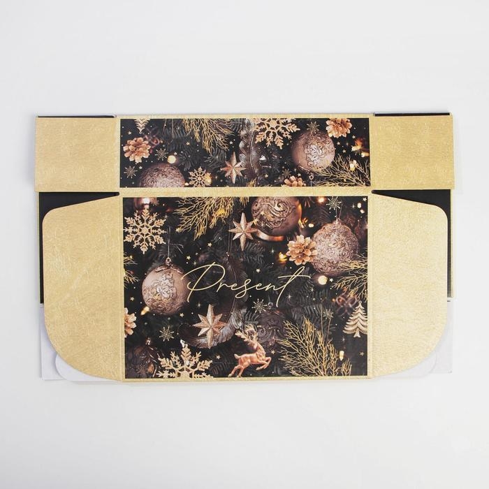 Коробка подарочная новогодняя складная Present, 30,7 х 22 х 9,5 см, Новый год