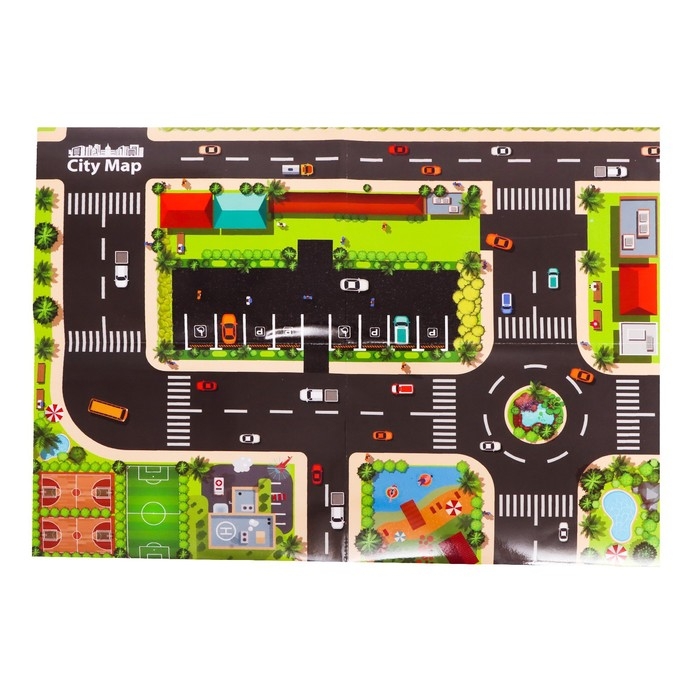 Парковка-автотрек &laquo;Город&raquo;, с 4 машинами, свет и звук, работает от батареек