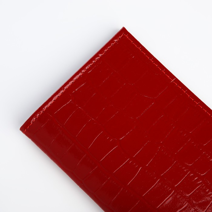 Обложка для паспорта, 5 карманов для карт, крокодил, цвет красный