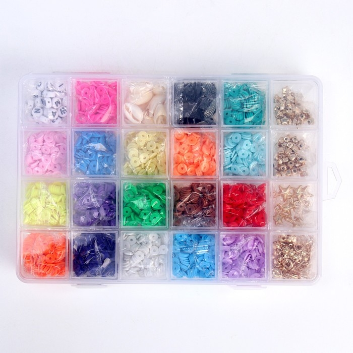 Набор для создания украшений &laquo;Яркие бусины&raquo;, 21 цвет бусин, 4 вида фурнитуры + ножницы