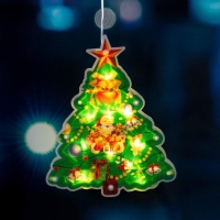 Светодиодная фигура на присоске &laquo;Ёлка&raquo; 16 &times; 20 см, пластик, батарейки АААх3 (не в комплекте), свечение тёплое белое